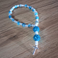 Women's Blue White Rosery Cross Bracelet