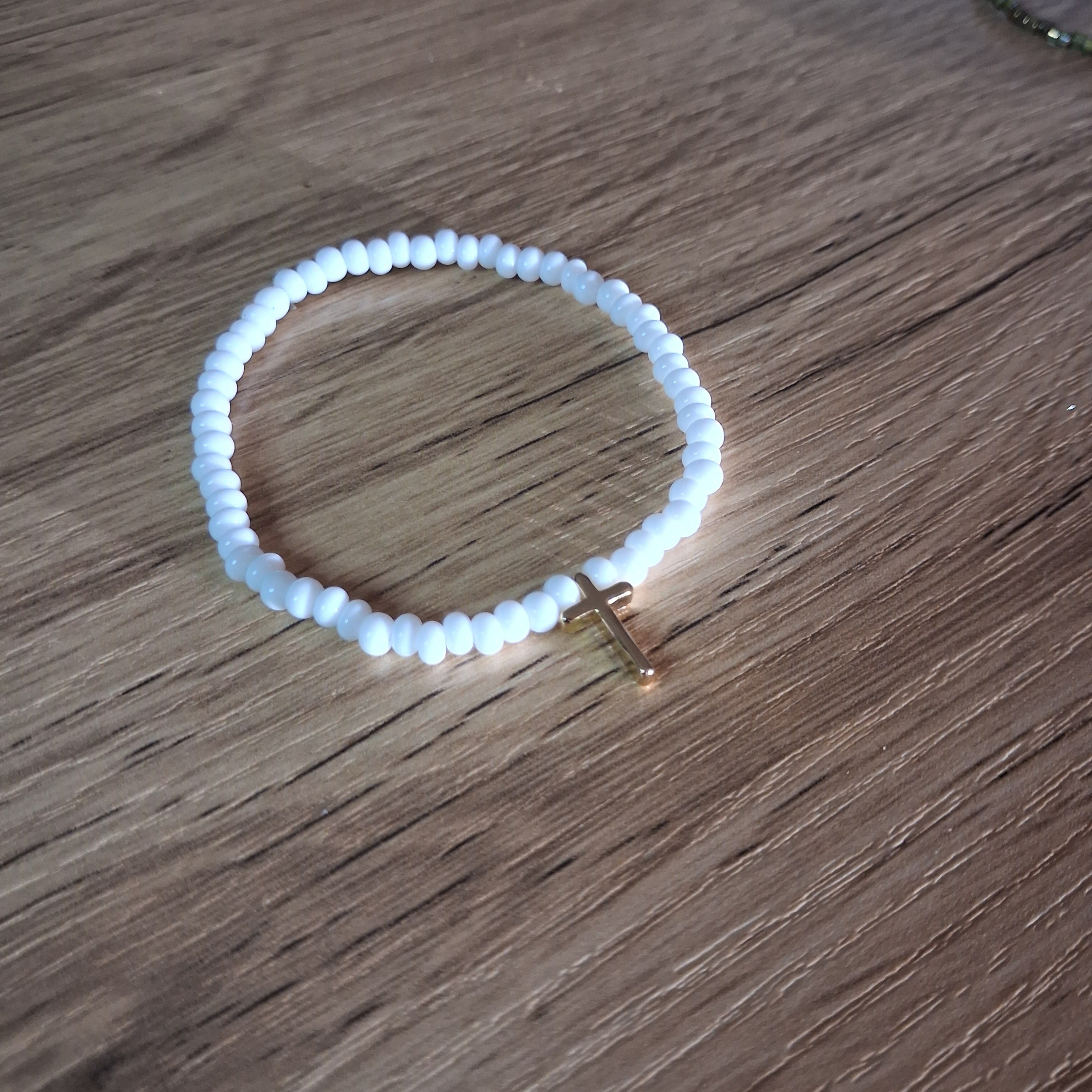 Women's White Gold Cross Bracelet