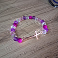 Women's Clear Purp Gold Cross