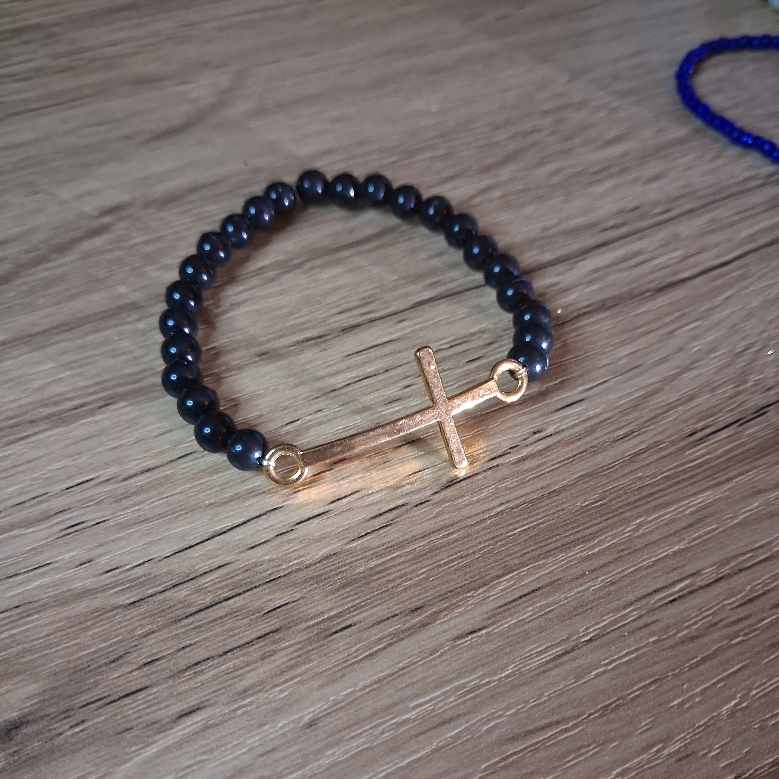 Women's Black Cross Bracelet