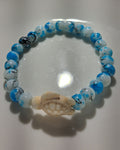 Blue And White Marble Bracelet With Turtle Charm
